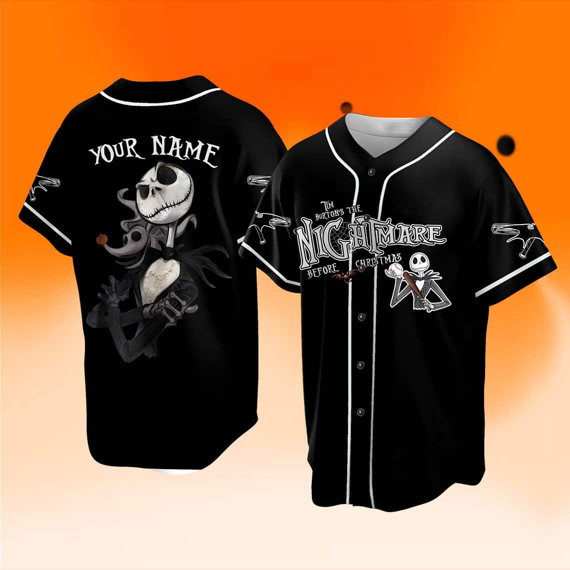 Jack Skellington And Zero Baseball Jersey The Nightmare Before Christmas Jack Skellington And Zero Baseball Jersey The Nightmare Before Christmas