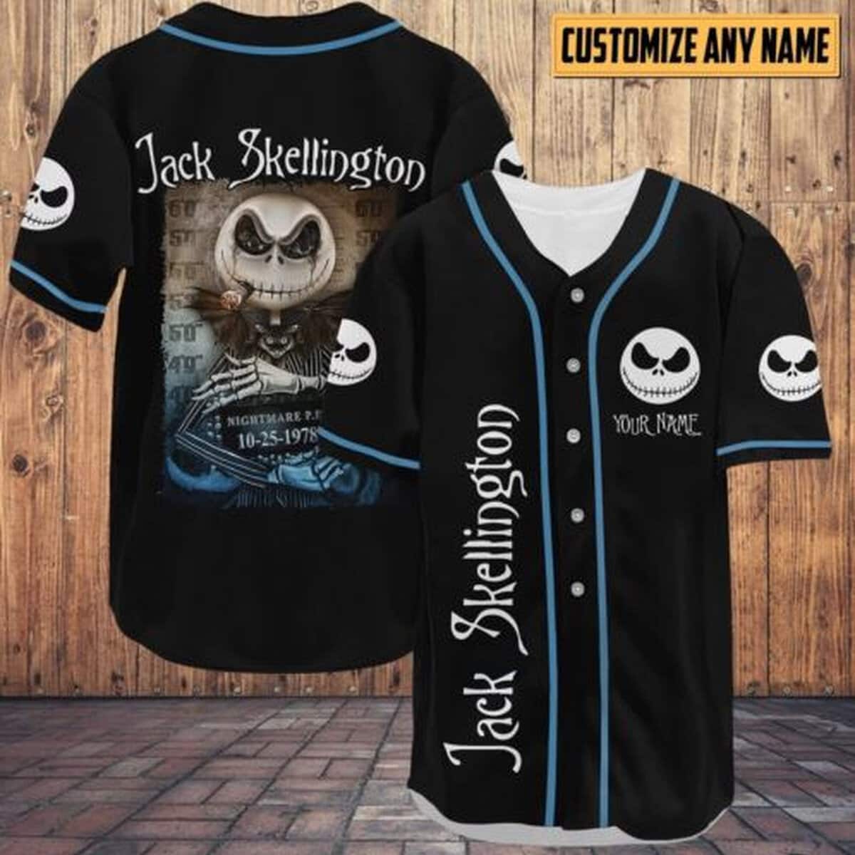 Jack Skellington Baseball Jersey Nightmare Before Christmas Gift For Dad Customize Name Jack Skellington Baseball Jersey Nightmare Before Christmas Gift For Dad Customize Name