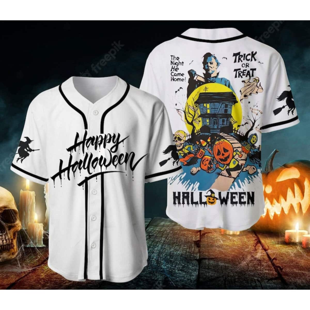 Happy Halloween Michael Myers Baseball Jersey Trick Or Treat The Night He Came Home