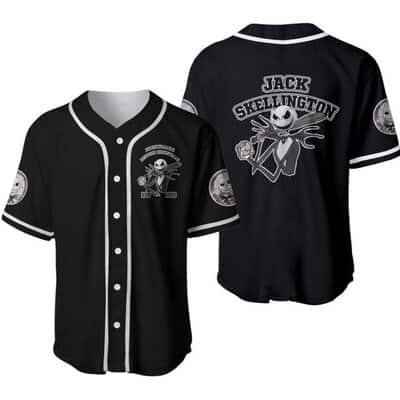 Black Jack Skellington Baseball Jersey The Nightmare Before Christmas Halloween Gift