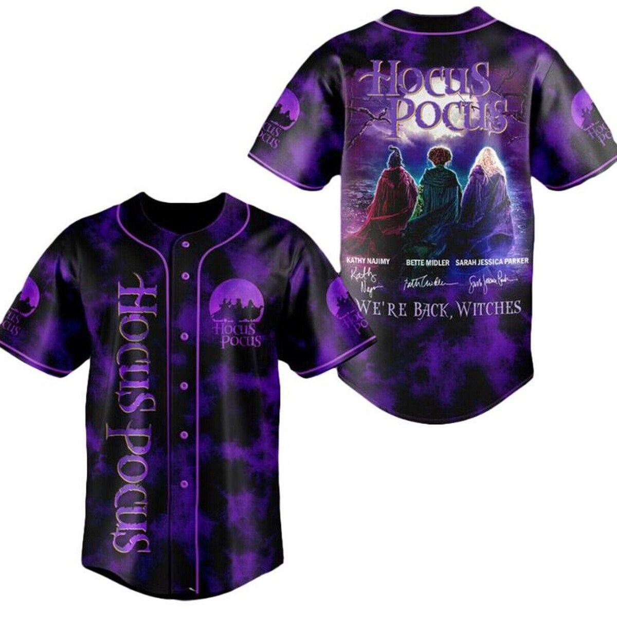 Hocus Pocus We're Back Witches Kathy Najimy Bette Midler Sarah Jessica Parker Baseball Jersey