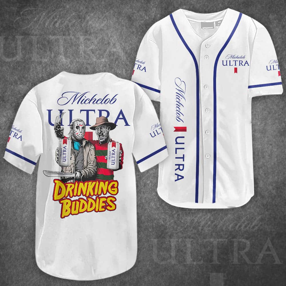 Jason Voorhees Freddy Krueger Baseball Jersey Michelob Ultra Drinking Buddies Jason Voorhees Freddy Krueger Baseball Jersey Michelob Ultra Drinking Buddies