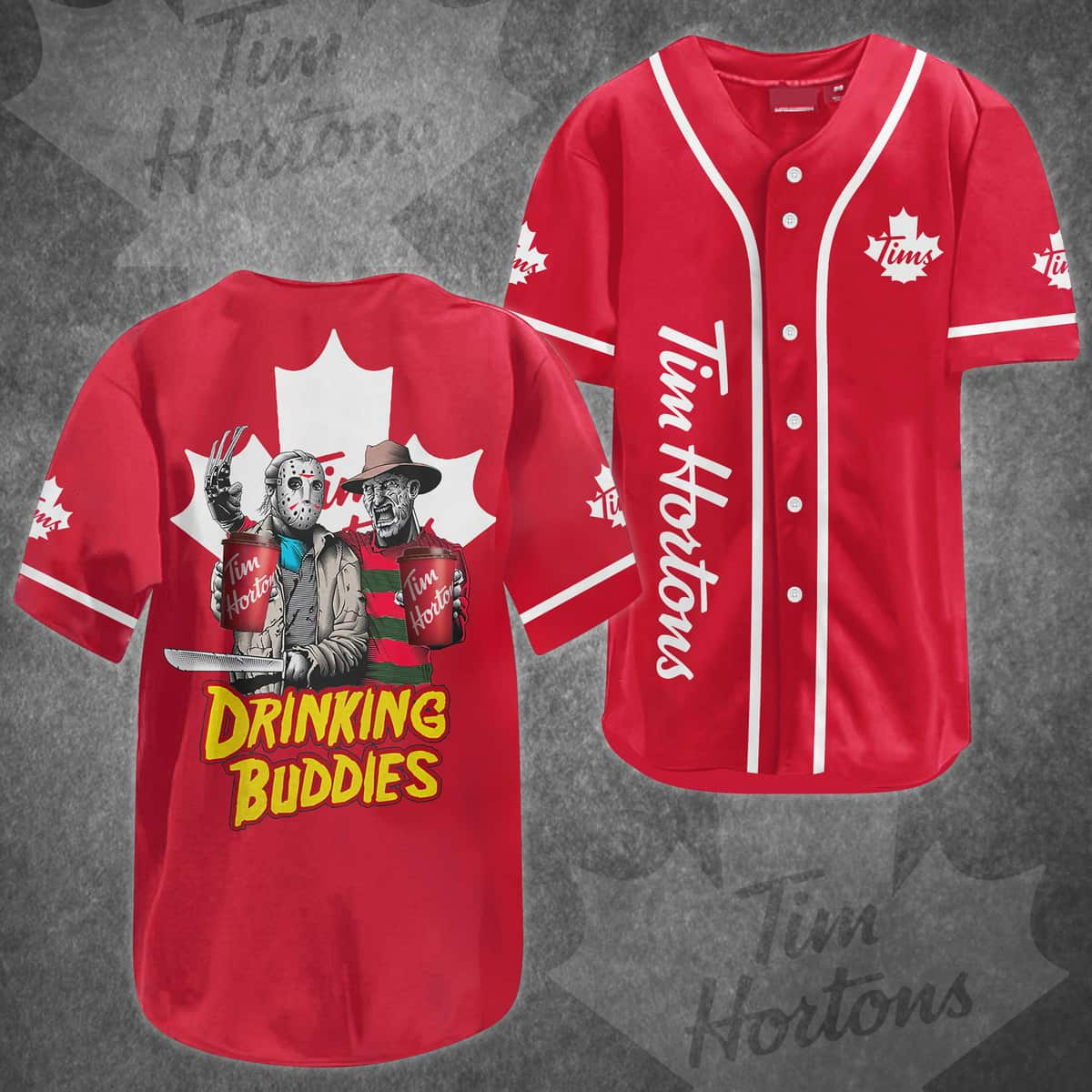 Jason Voorhees Freddy Krueger Baseball Jersey Tim Hortons Drinking Buddies