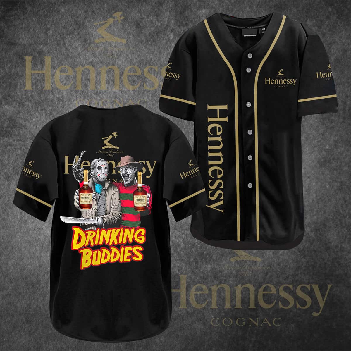 Jason Voorhees Freddy Krueger Baseball Jersey Hennessy Drinking Buddies Jason Voorhees Freddy Krueger Baseball Jersey Hennessy Drinking Buddies