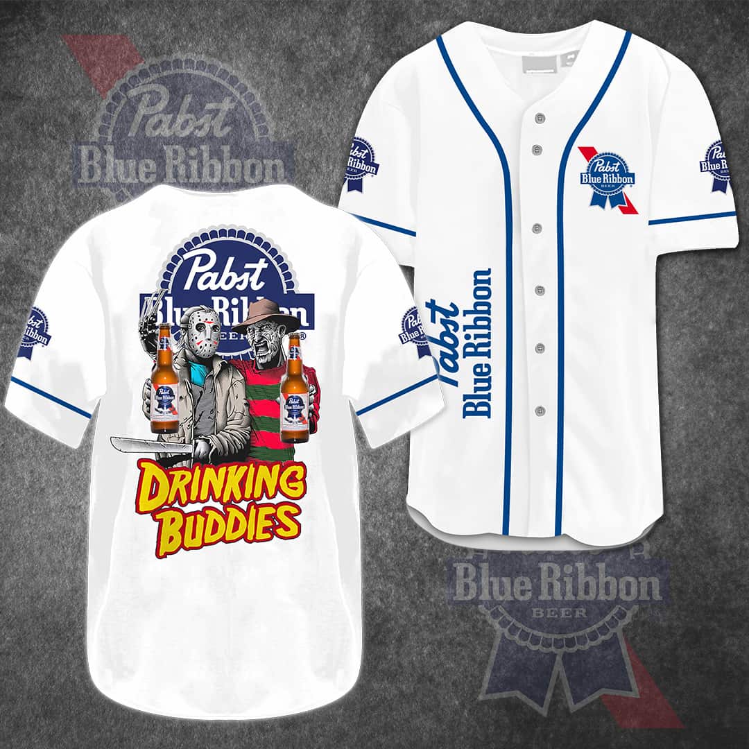 Jason Voorhees Freddy Krueger Baseball Jersey Pabst Blue Ribbon Drinking Buddies Jason Voorhees Freddy Krueger Baseball Jersey Pabst Blue Ribbon Drinking Buddies