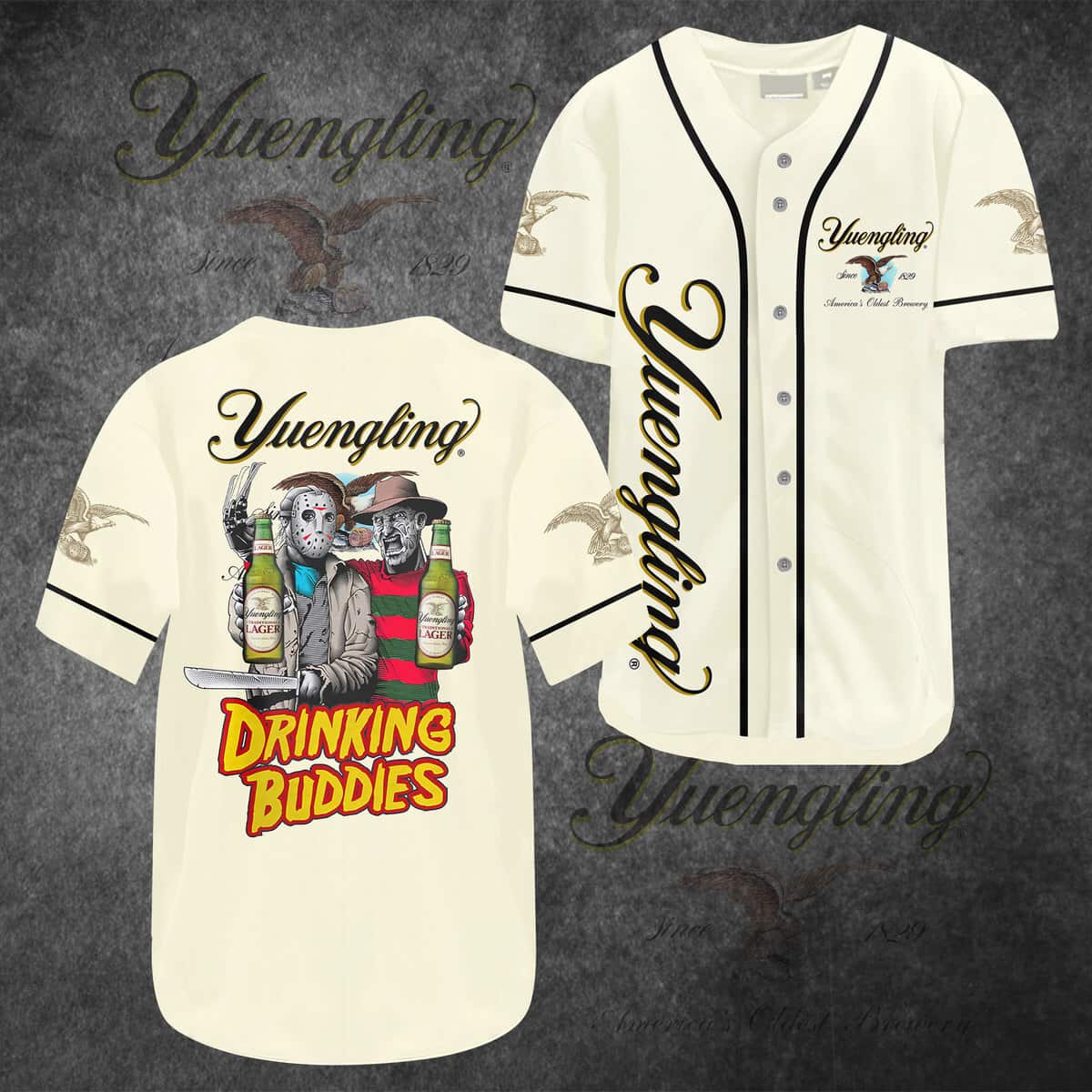 Jason Voorhees Freddy Krueger Baseball Jersey Yuengling Drinking Buddies Jason Voorhees Freddy Krueger Baseball Jersey Yuengling Drinking Buddies