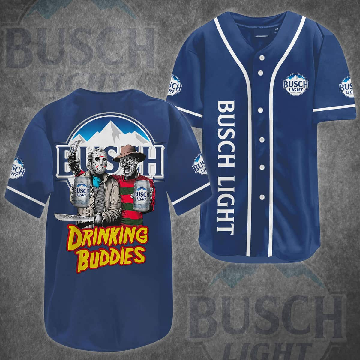 Jason Voorhees Freddy Krueger Baseball Jersey Busch Light Drinking Buddies