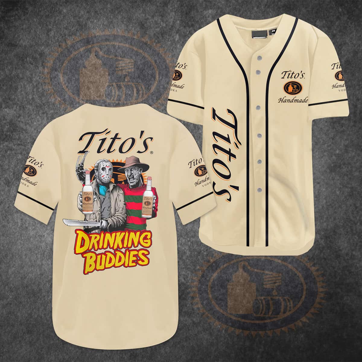 Jason Voorhees Freddy Krueger Baseball Jersey Tito Drinking Buddies Jason Voorhees Freddy Krueger Baseball Jersey Tito Drinking Buddies