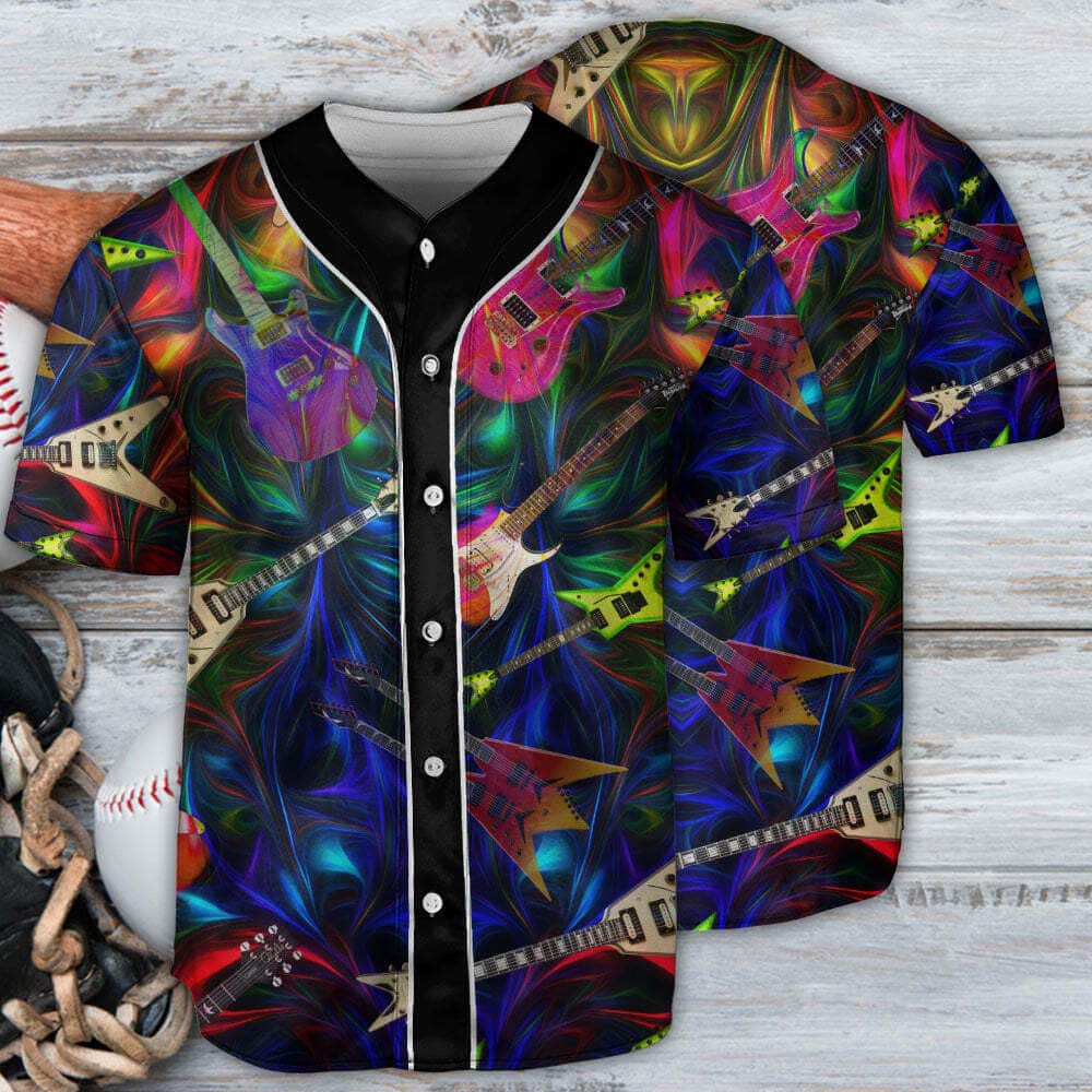 Guitar Neon Art Music Baseball Jersey Gift For Best Friend Guitar Neon Art Music Baseball Jersey Gift For Best Friend