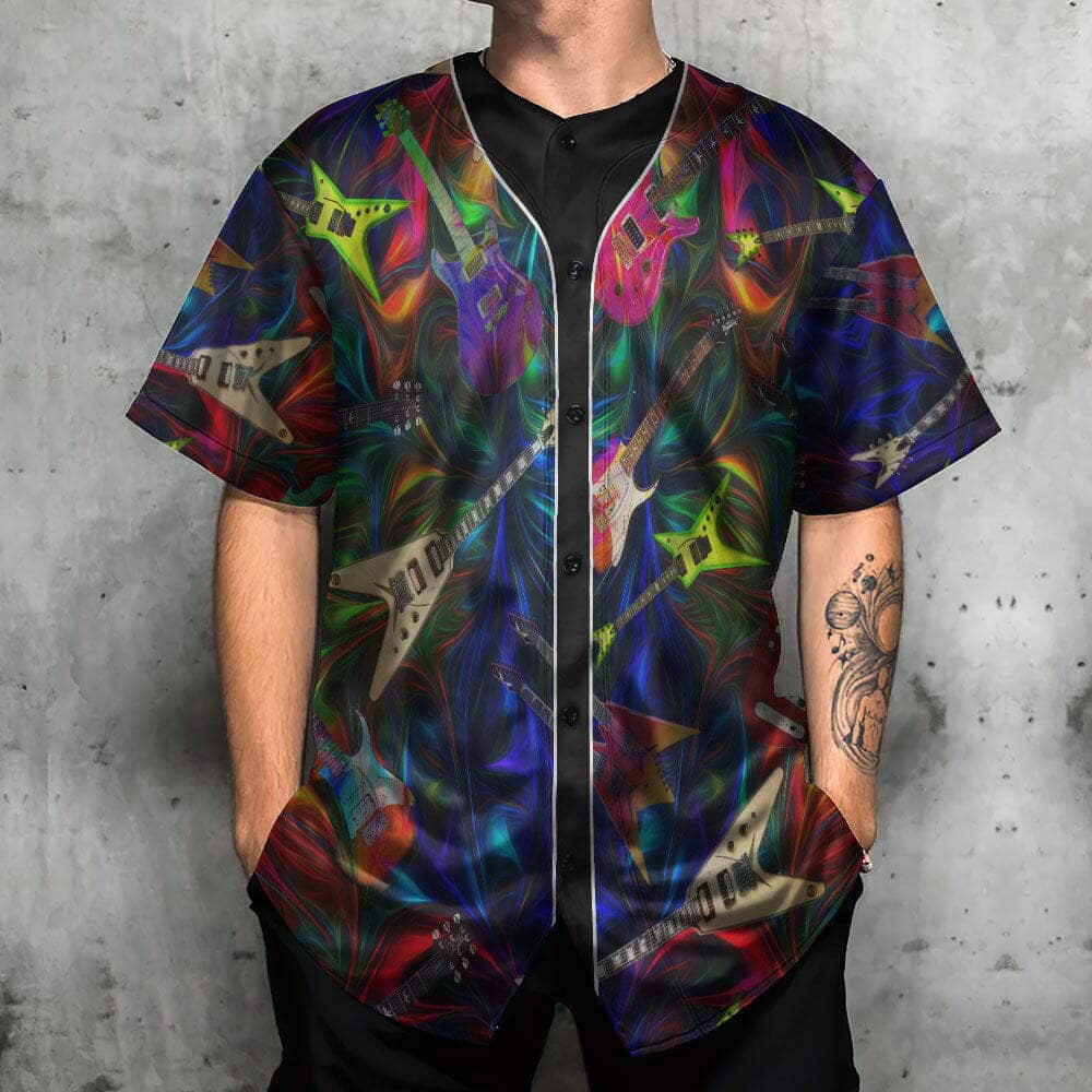Guitar Neon Art Music Baseball Jersey Gift For Best Friend Guitar Neon Art Music Baseball Jersey Gift For Best Friend