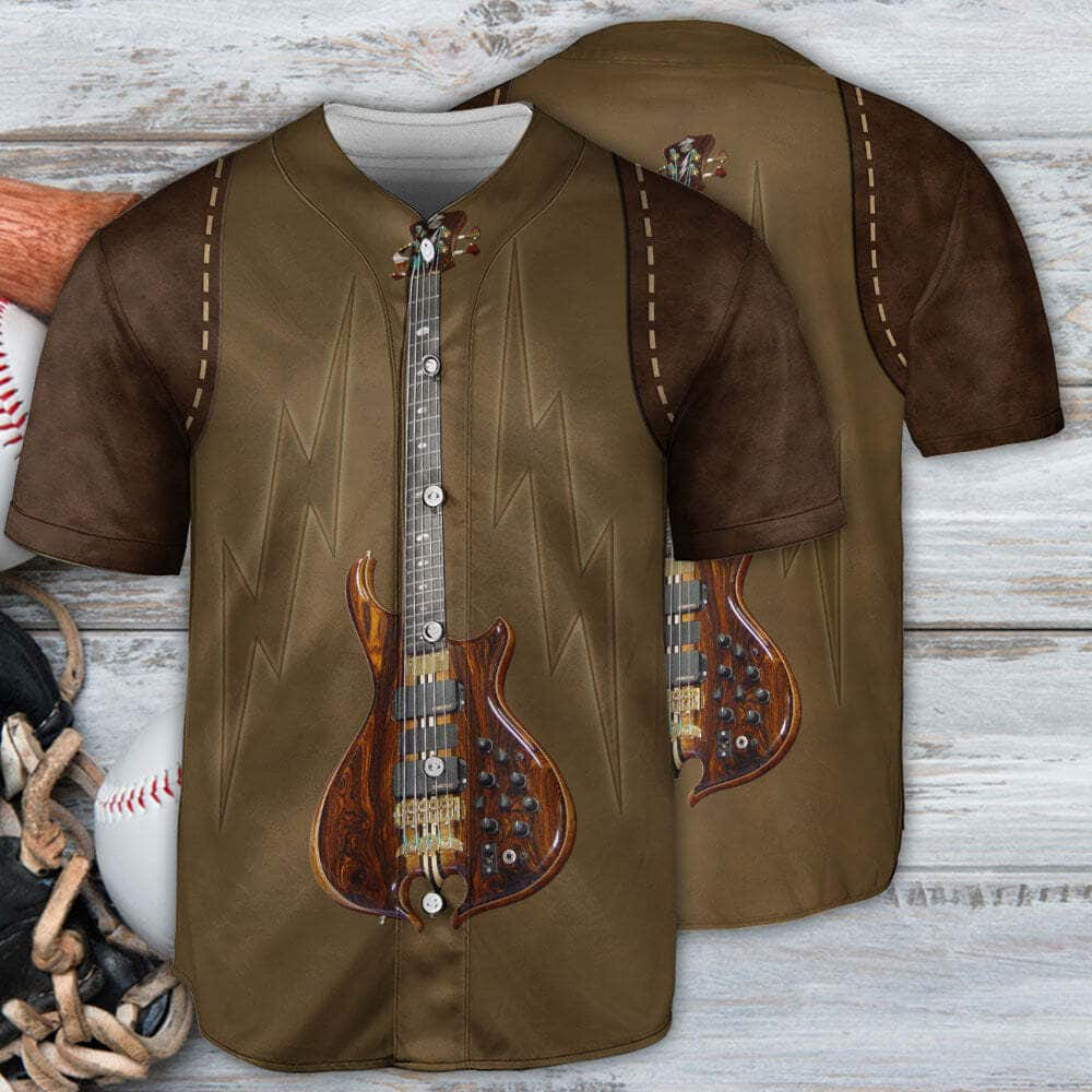 Guitar Music Rock Leather Style Baseball Jersey