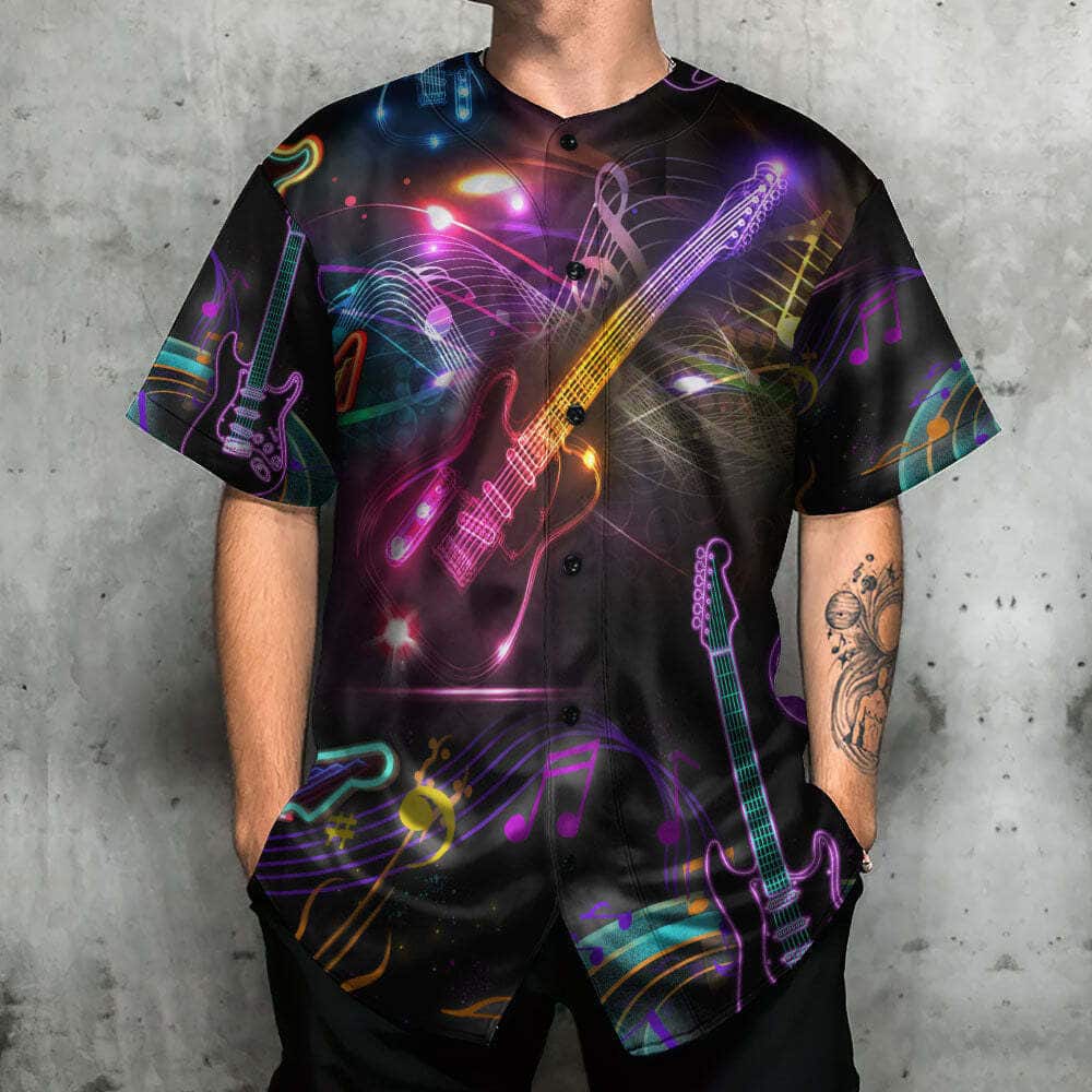 Guitar Neon Music Baseball Jersey Gift For Him Guitar Neon Music Baseball Jersey Gift For Him