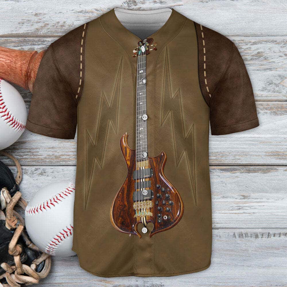 Guitar Music Rock Leather Style Baseball Jersey Guitar Music Rock Leather Style Baseball Jersey