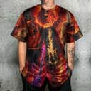 Guitar Fire Red Flame Music Baseball Jersey Gift For Him Guitar Fire Red Flame Music Baseball Jersey Gift For Him