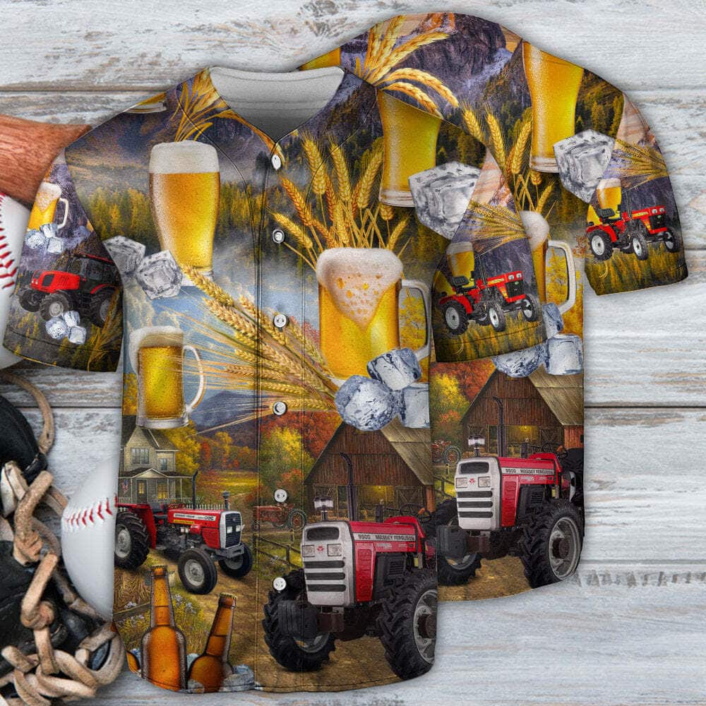 Beer And Tractor Autumn Farm Life Baseball Jersey Beer And Tractor Autumn Farm Life Baseball Jersey