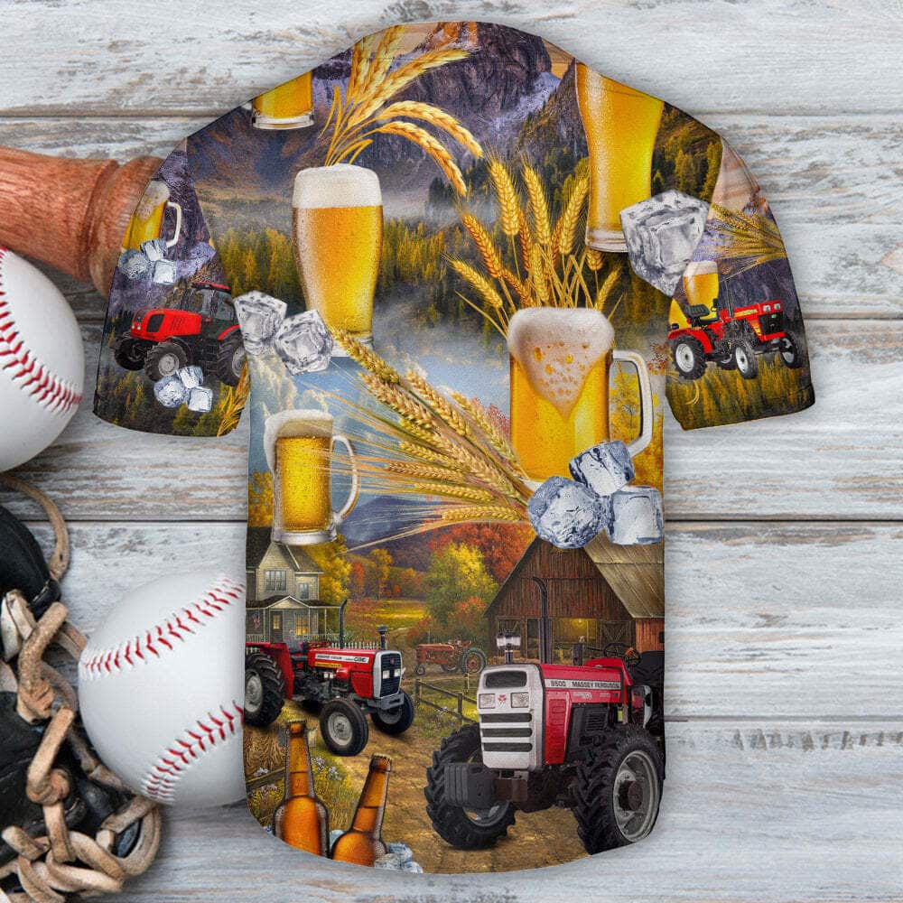 Beer And Tractor Autumn Farm Life Baseball Jersey Beer And Tractor Autumn Farm Life Baseball Jersey