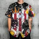 Beer And Black Cat American Flag Vintage Baseball Jersey Beer And Black Cat American Flag Vintage Baseball Jersey