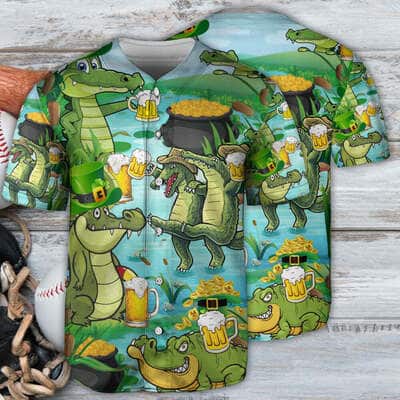 Funny Crocodile Loves Beer Baseball Jersey Gift For Best Friend Funny Crocodile Loves Beer Baseball Jersey Gift For Best Friend