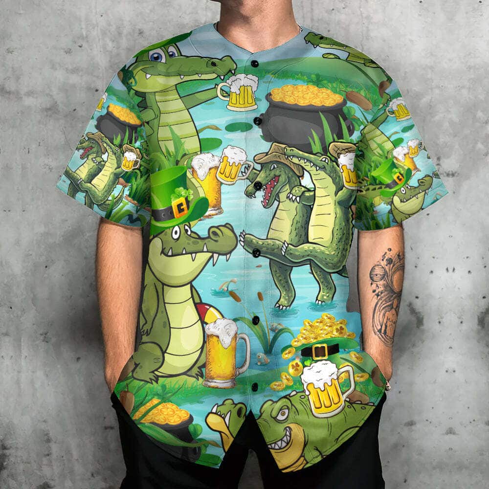 Funny Crocodile Loves Beer Baseball Jersey Gift For Best Friend Funny Crocodile Loves Beer Baseball Jersey Gift For Best Friend