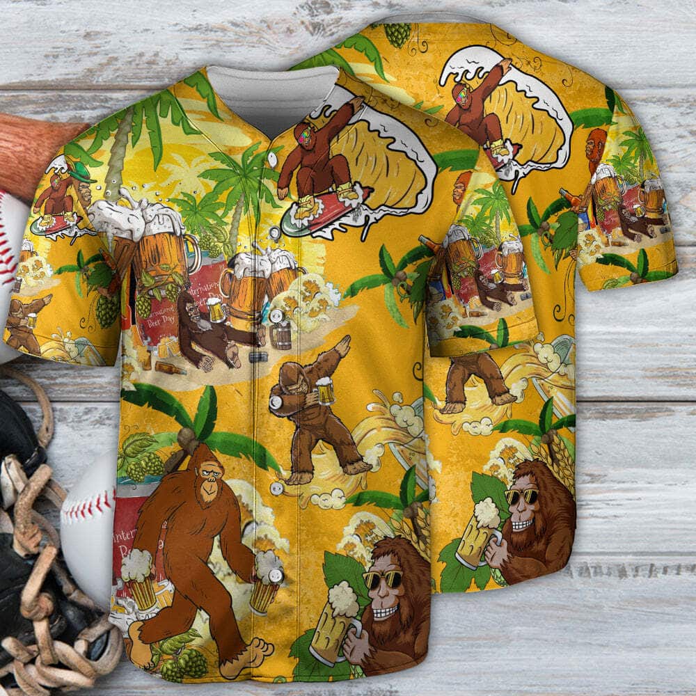 Funny Bigfoot Summer Beer Baseball Jersey Gift For Son Funny Bigfoot Summer Beer Baseball Jersey Gift For Son