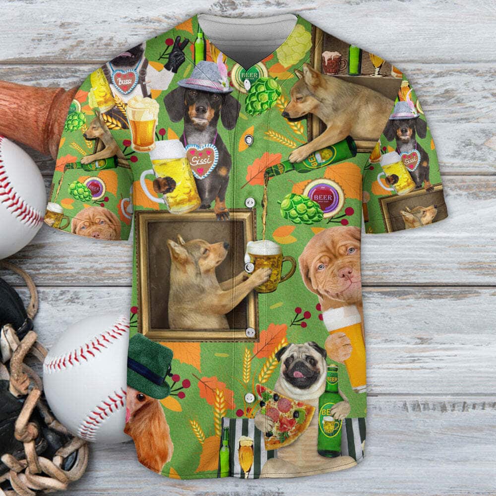 Cool Dog Loves Beer Baseball Jersey Gift For Him Cool Dog Loves Beer Baseball Jersey Gift For Him