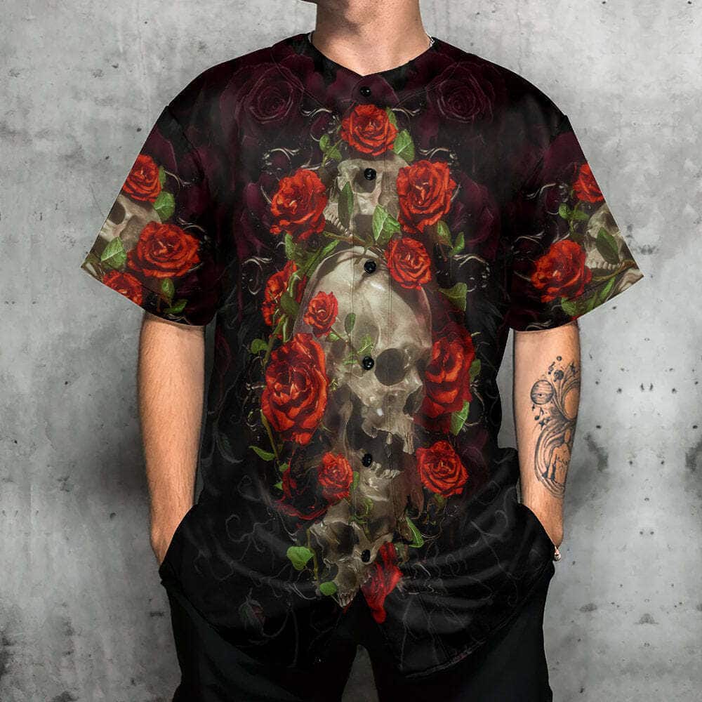 Skull And Roses Art Baseball Jersey Gift For Best Friend Skull And Roses Art Baseball Jersey Gift For Best Friend