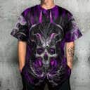 Skull Dark Purple Fire Lighting Baseball Jersey Gift For Son From Father Skull Dark Purple Fire Lighting Baseball Jersey Gift For Son From Father