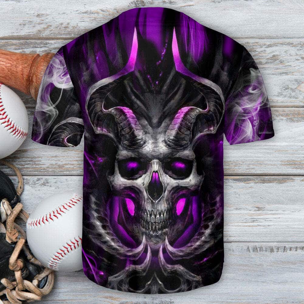 Skull Dark Purple Fire Lighting Baseball Jersey Gift For Son From Father Skull Dark Purple Fire Lighting Baseball Jersey Gift For Son From Father
