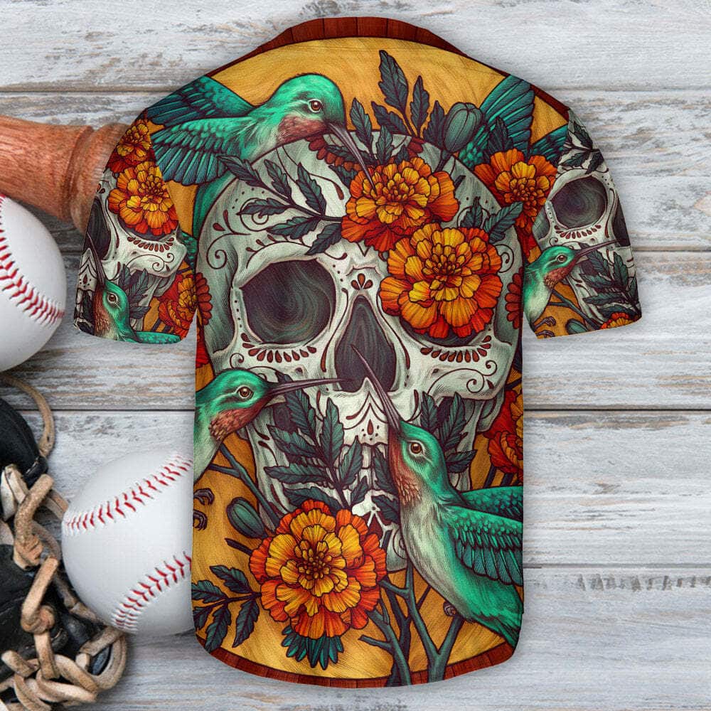 Skull Floral Hummingbird Baseball Jersey Gift For Son From Mom Skull Floral Hummingbird Baseball Jersey Gift For Son From Mom