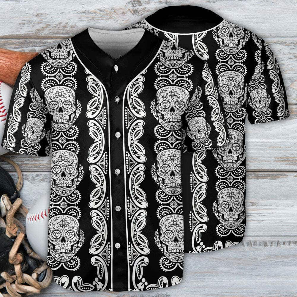 Skull Baseball Jersey Diamond Pattern Gift For Him