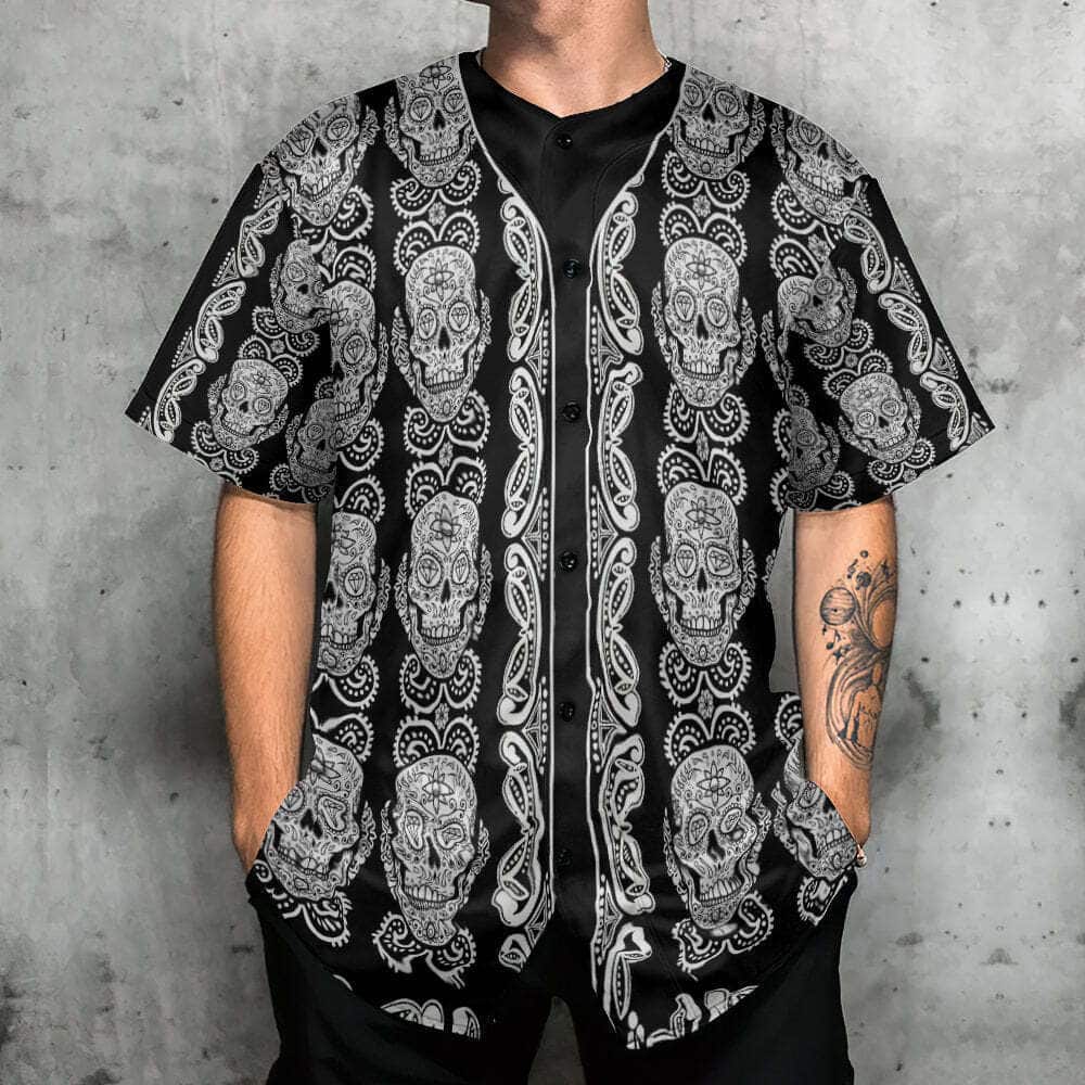 Skull Baseball Jersey Diamond Pattern Gift For Him Skull Baseball Jersey Diamond Pattern Gift For Him