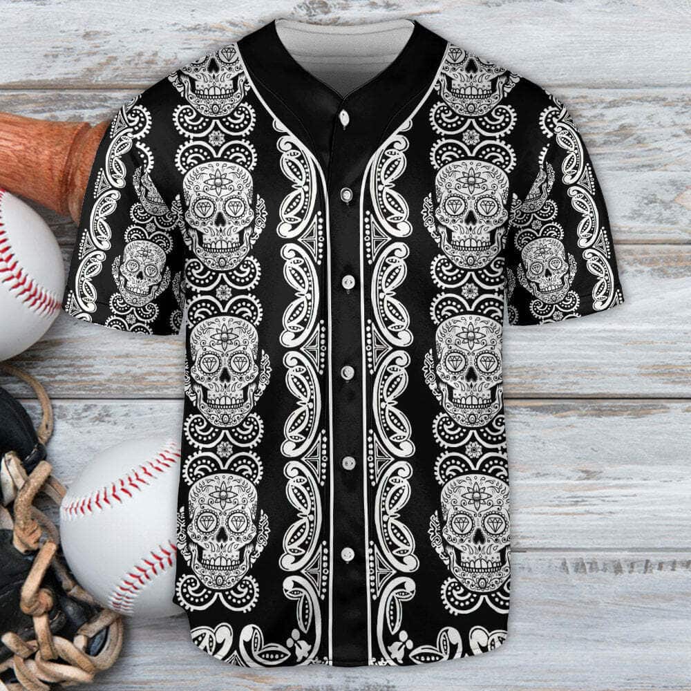 Skull Baseball Jersey Diamond Pattern Gift For Him Skull Baseball Jersey Diamond Pattern Gift For Him
