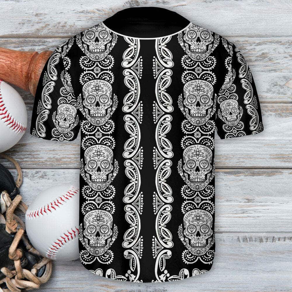 Skull Baseball Jersey Diamond Pattern Gift For Him Skull Baseball Jersey Diamond Pattern Gift For Him