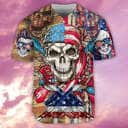 Skull Patriotic Flower America Baseball Jersey Baseball Fans Gift