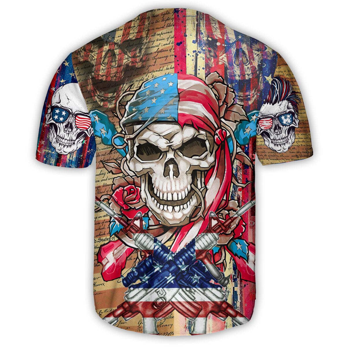 Skull Patriotic Flower America Baseball Jersey Baseball Fans Gift Skull Patriotic Flower America Baseball Jersey Baseball Fans Gift