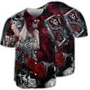 Skull Baseball Jersey Rose Pattern Birthday Gift For Sporty Friend