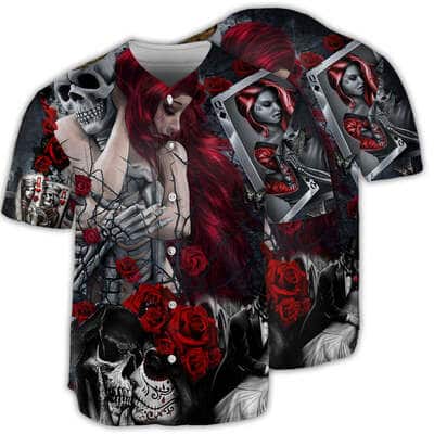 Skull Baseball Jersey Rose Pattern Birthday Gift For Sporty Friend
