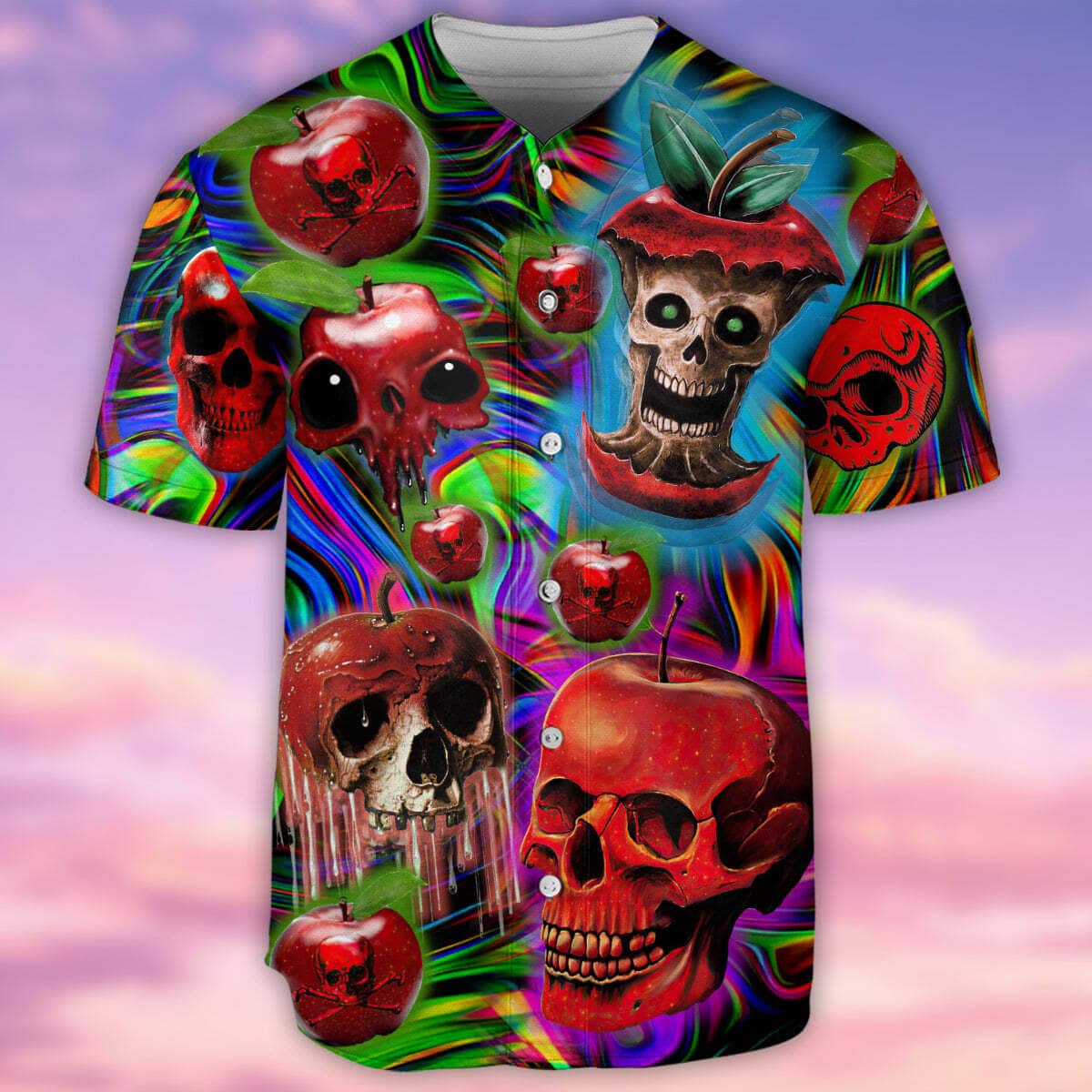 Skull Love Apple Baseball Jersey Gift For Sporty Friend Skull Love Apple Baseball Jersey Gift For Sporty Friend