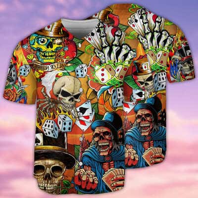 Skull Life Style Poker Baseball Jersey Gift For Him