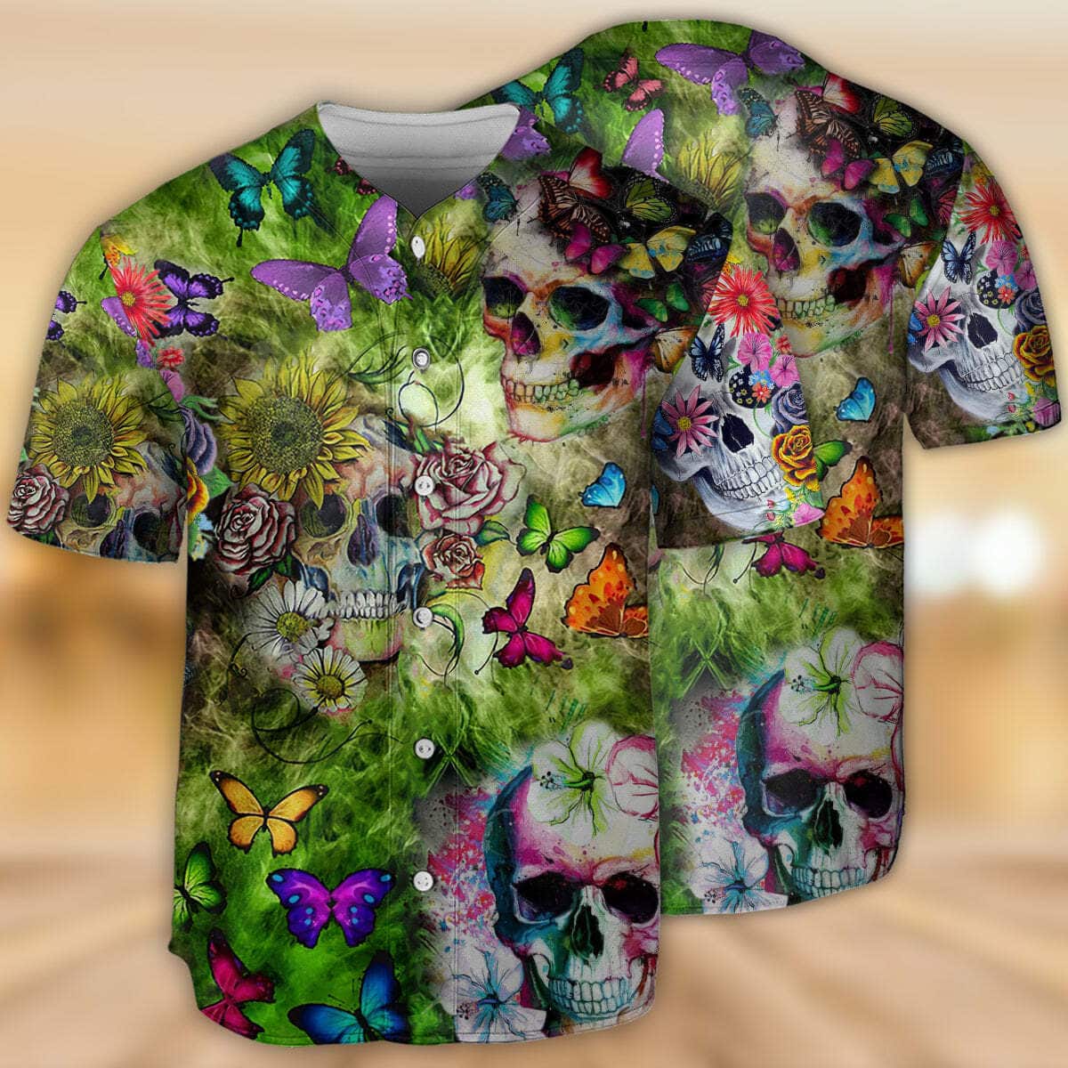 Skull Love Butterfly Baseball Jersey Gift For Son Skull Love Butterfly Baseball Jersey Gift For Son