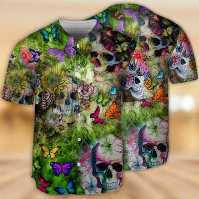 Skull Love Butterfly Baseball Jersey Gift For Son