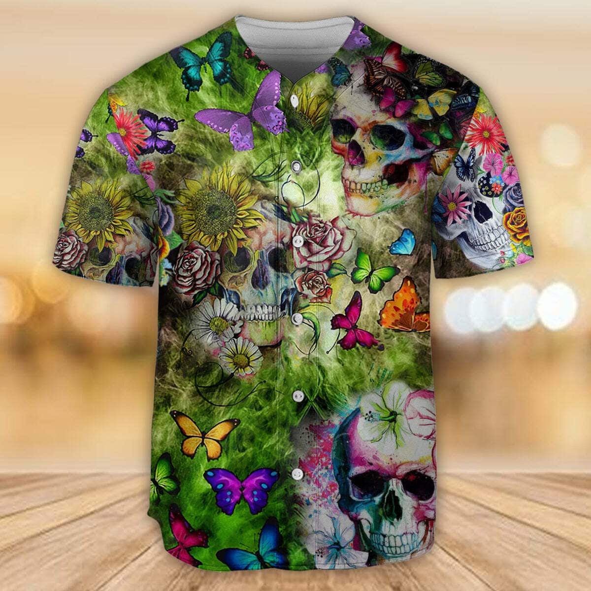 Skull Love Butterfly Baseball Jersey Gift For Son