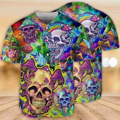 Skull Life Style Mushroom Baseball Jersey Gift For Sport Fans