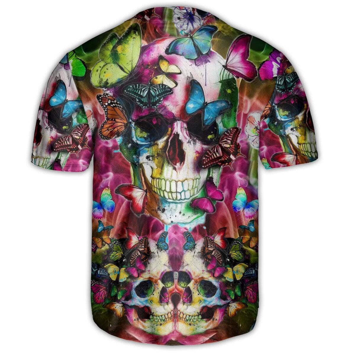 Skull Love Butterfly Baseball Jersey Gift For Sport Lovers