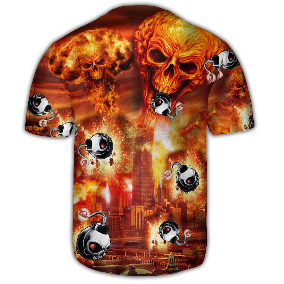 Skull On Fire Baseball Jersey Gift For Son From Dad