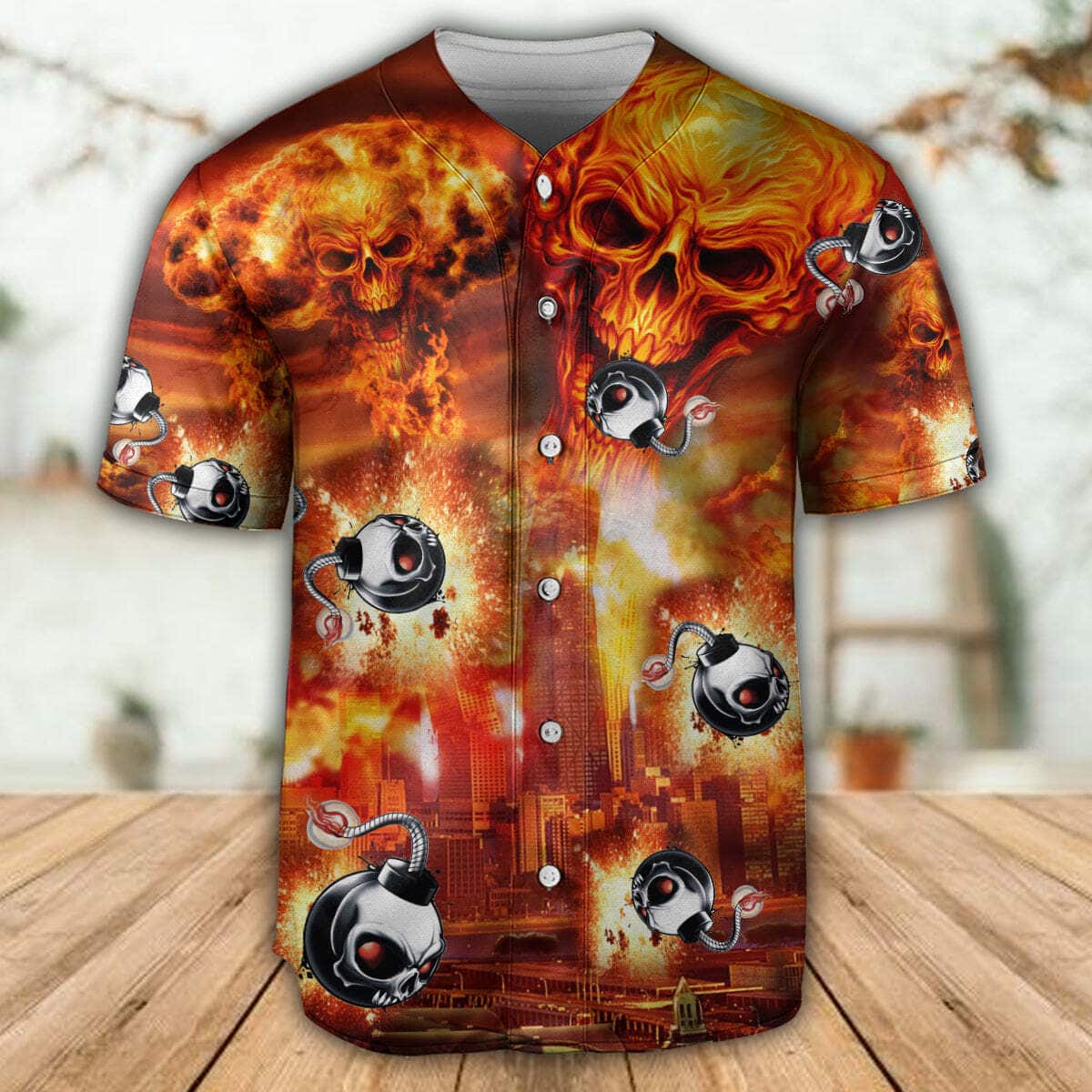 Skull On Fire Baseball Jersey Gift For Son From Dad