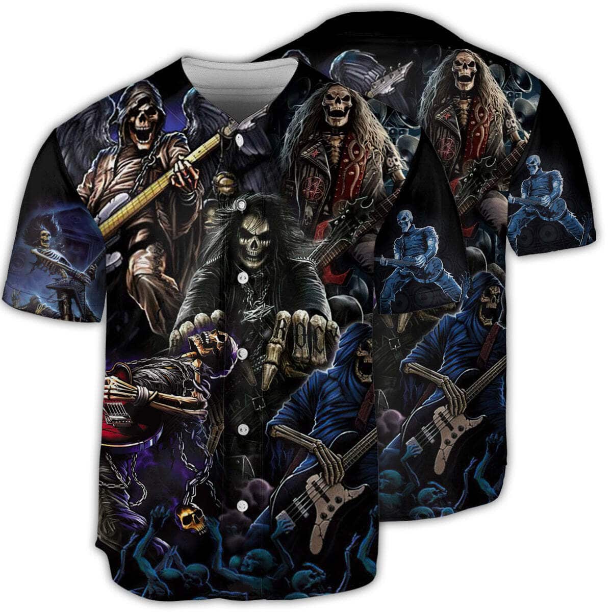 Skull Guitar Baseball Jersey Gift For Friends Skull Guitar Baseball Jersey Gift For Friends