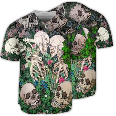Skull Couple Kiss Baseball Jersey Gift For Husband