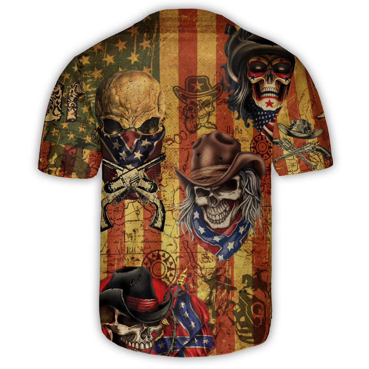 Skull Patriotic Cowboy America Baseball Jersey Gift For Son From Dad