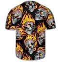 Skull Cool On Fire Baseball Jersey Sports Gift For Dad Skull Cool On Fire Baseball Jersey Sports Gift For Dad
